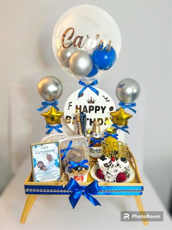 Surprise breakfast tray with Cake & Flowers - Image 6