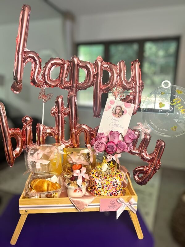 Surprise breakfast tray with Cake & Flowers - Image 7