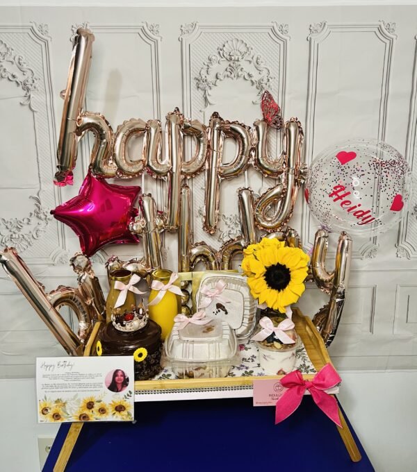 Surprise breakfast tray with Cake & Flowers - Image 4