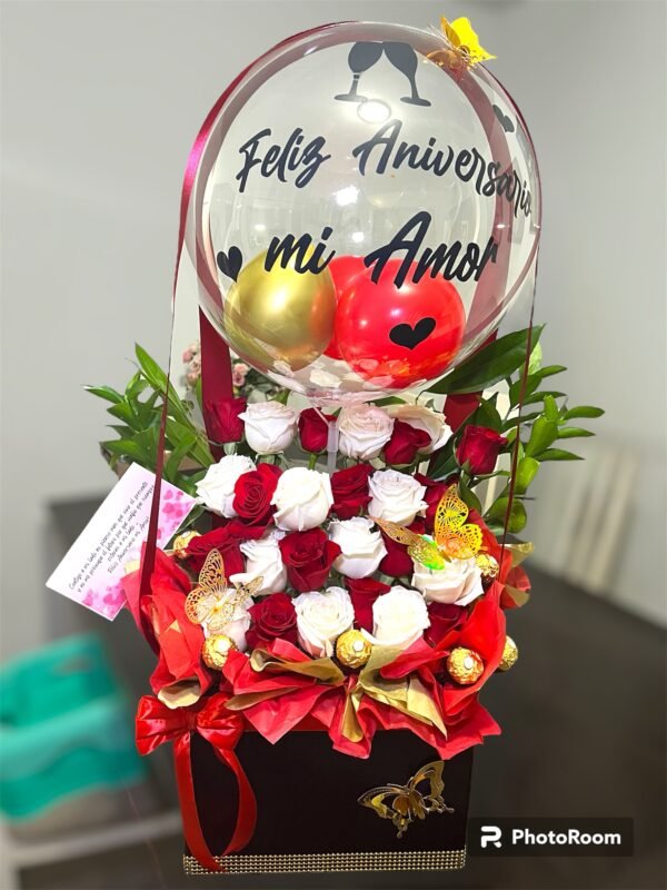 Deluxe flower and balloon arrangement